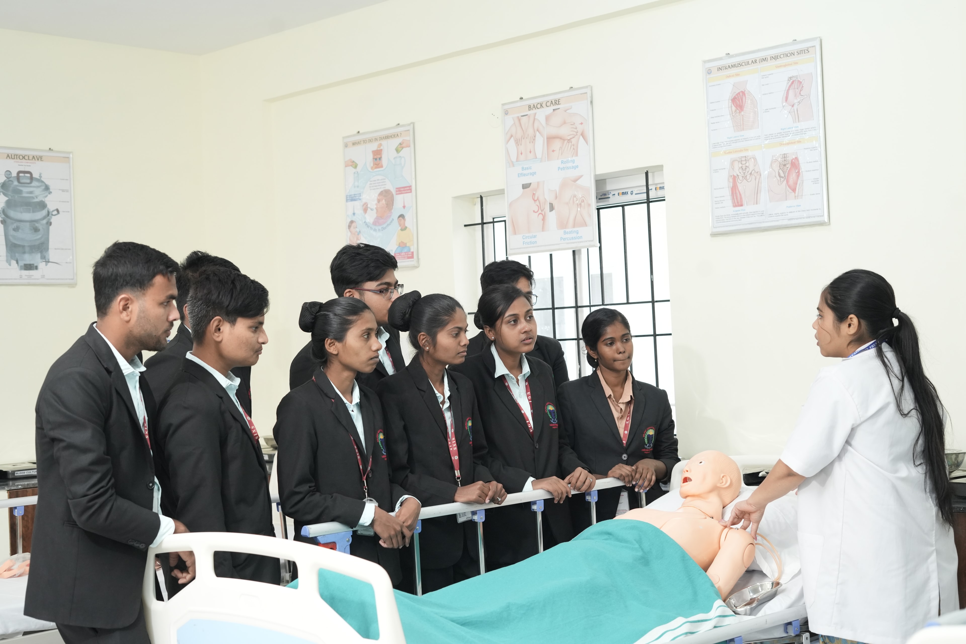 Nursing students in lab training